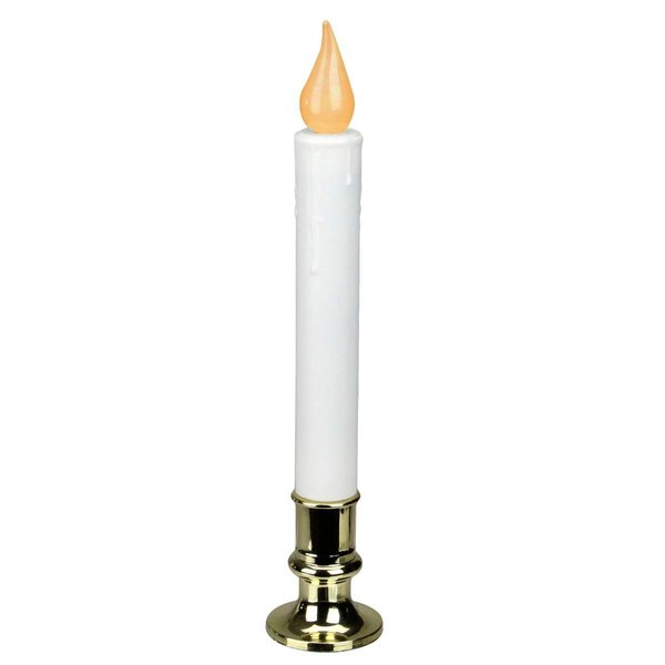 Go-Go 9 in. LED Flickering Christmas Candle Lamp with Gold Base, White GO1763725